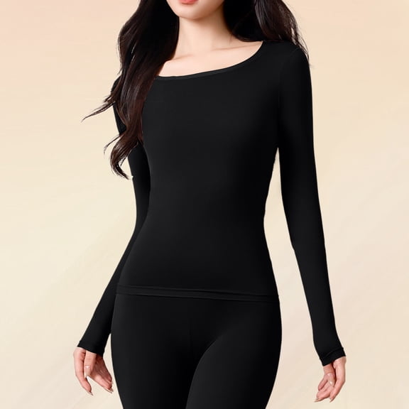 Warop Women's Long Sleeve Thermal Top, Lightweight Solid Color Base Layer for Daily Wear and Warmth