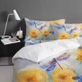 thumbnail image 4 of Spring Dragonfly Full Size Comforter Set, Yellow Pastoral Flowers Soft Bedding for All Seasons, 4 Pcs Bed Set with 1Comforter (86"x86") ,1 Sheet(80"x116"), 2 Pillowcases (19"x29"), 4 of 7