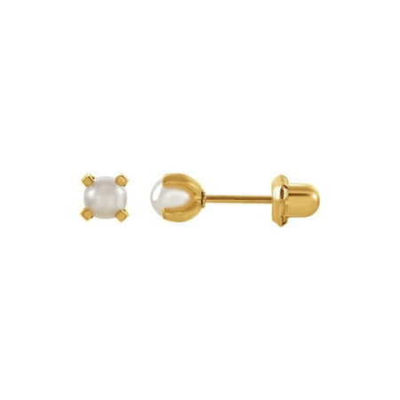- 24K Gold-Washed Stainless Steel Imitation Pearl Piercing Earrings