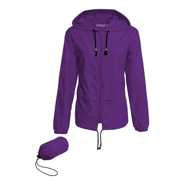 Txlixc - Chaqueta impermeable para mujer, cortavientos con capucha para exteriores con cordón ajustable Txlixc Estilo de ocio