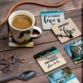 thumbnail image 3 of Inkdotpot Set of 6 Drink Coasters Easy Clean 4-inch SquareCoastersCork Base-Reusable- Beach Quotes, 3 of 8
