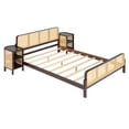 thumbnail image 3 of Aukfa Full Size Platform Bed with 2 Nightstands, 3 Pieces Rattan Bedroom Sets, Walnut, 3 of 8