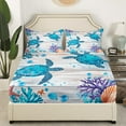 thumbnail image 3 of Erosebridal Kawaii Sea Turtle Bed Sheets Set King Size, Lake House Bed Sheets King, Ocean Coral Decor, 4pcs, 3 of 7