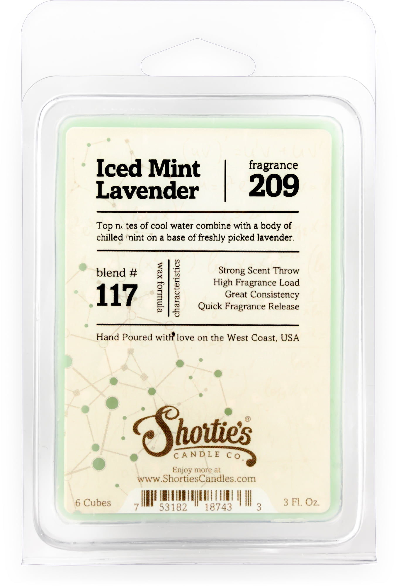 Iced Mint Lavender Wax Melts - Highly Scented + Essential & Natural Oils - Shortie's Candle Company