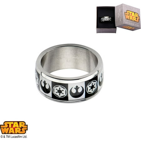 Disney Stainless Steel Star Wars Empire/Rebel Alliance Logo Ring