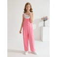 thumbnail image 3 of SILVERCELL 5-14T Girls Casual Sleeveless Jumpsuits Teens Girl Spaghetti Strap Loose Romper Long Pants Overalls with Pockets, 3 of 7