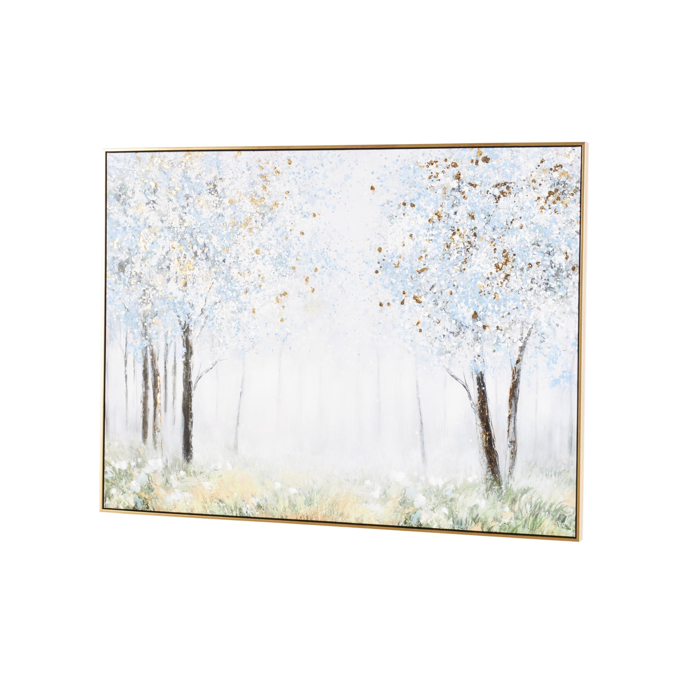 47" x 36" Forest Landscape Framed Wall Art with Gold Foil Accents, by DecMode