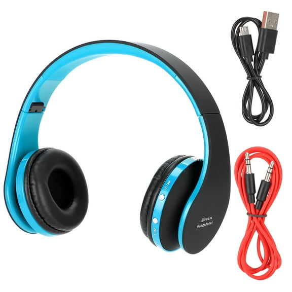 NX-8252 Foldable Bluetooth Headset Wireless Sports Headphone Earphone with Audio CableBlack and blue