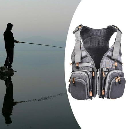 BAOSITY Fishing Vest Pack Kayak Vest Multi Pockets for Water Sports Boating Drifting Gray