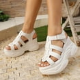 thumbnail image 3 of GERsome Women's Platform Wedge Sandals Strappy Open Toe Ankle Strap Chunky Heels Summer Dress Shoes, White Size 7.5, 3 of 7