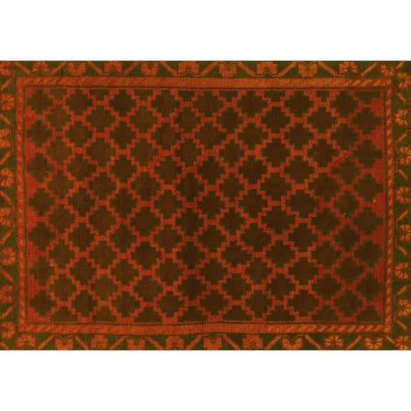 Ahgly Company Machine Washable Indoor Rectangle Persian Yellow Traditional Area Rugs, 5' x 7'