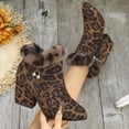 thumbnail image 4 of Pandaie Womens Winter Ankle Booties Suede Fuzzy Cuff Warm Snow Boots with Side Zipper Block High Heel Rhinestone Dress Boot Size 6‑9.5, 4 of 6