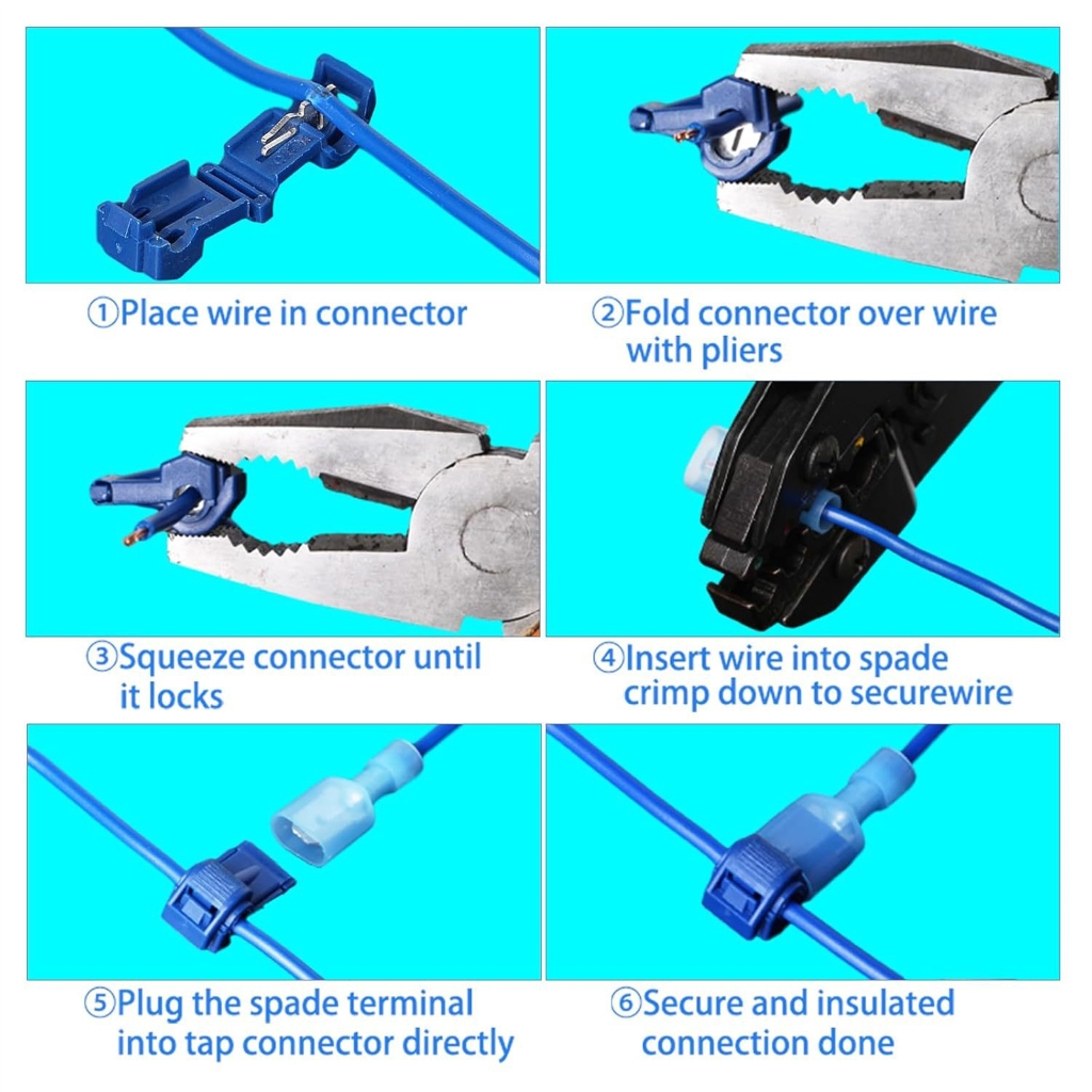 WINDLAND Quick Installation Wire T Tap Connectors Hassle frees Cable Connection set Cable Junctions 200pcs for Homes & Office Use