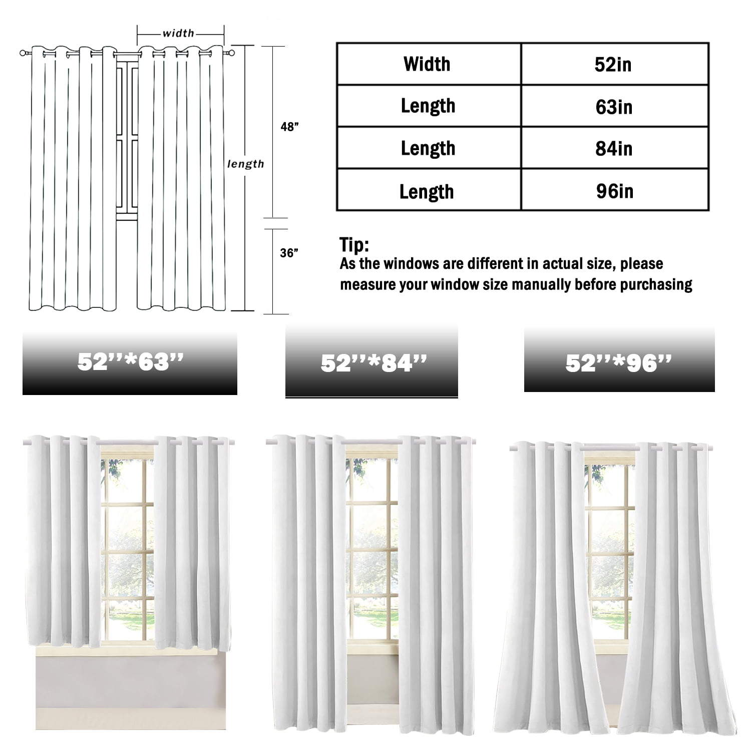 Wisewater 2 Panels Velvet Curtains Grommet Curtains ,Patio Door Drapes, Light Blocking Curtain,Blackout Curtains, Pearl White, 52x84 inch