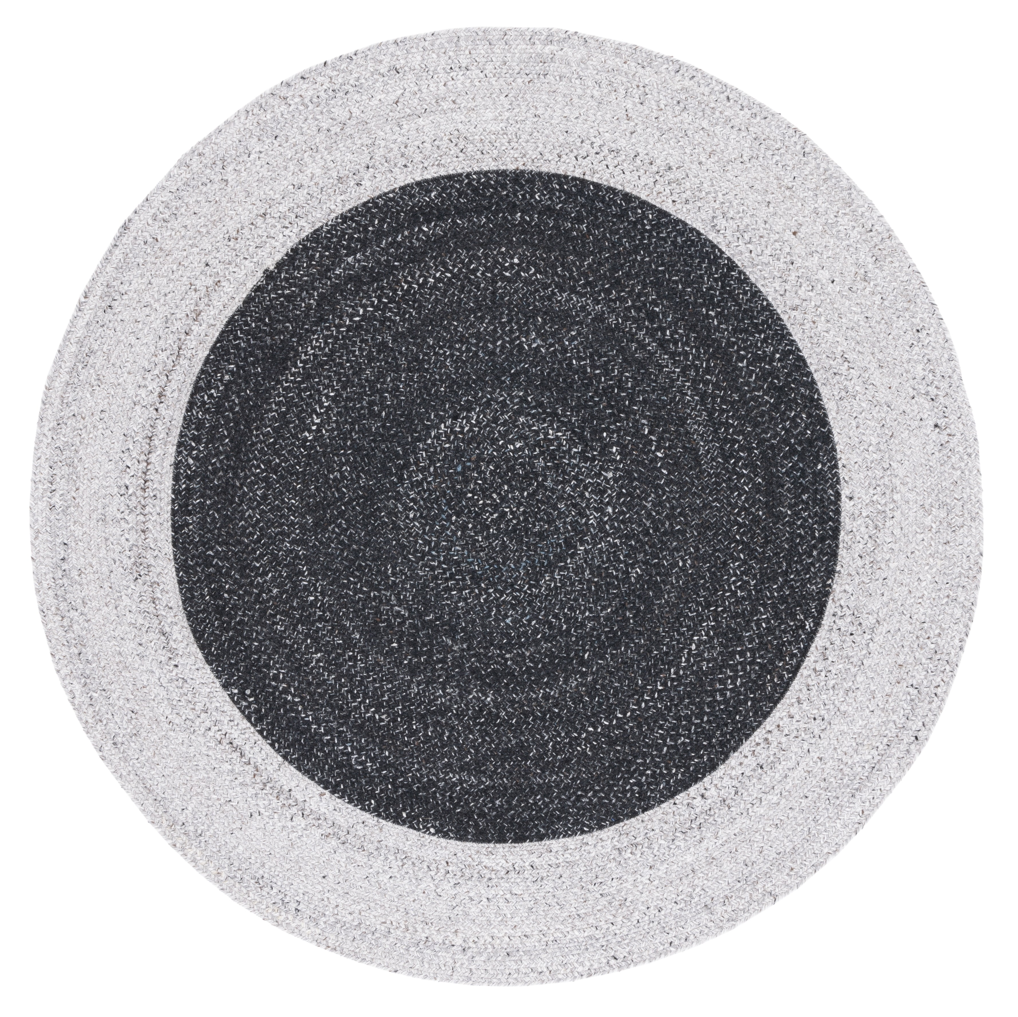 SAFAVIEH Braided Celinda Solid Polyester Reversible Area Rug, Black/Light Gray, 3' x 3' Round