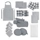 thumbnail image 1 of Juegos de Ropa de Cocina y Toallas de 20 Piezas - Paños de Cocina de Algodón, Juego de Manoplas y Portavasos de Cocina Resistentes Al Calor, Delantal con Bolsillo, Paños de Cocina Absorbentes para Secar la Cocina - Gris, 1 of 7