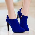 thumbnail image 2 of NOEGOEU Women's Suede Boots Platform Stiletto Ankle Boots Side Zip Fall Winter Dress Shoes (Blue,40), 2 of 5