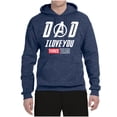 thumbnail image 2 of Wild Bobby, Dad I Love You 3000 Endgame Superhero Gift Idea, Father's Day, Unisex Graphic Hoodie Sweatshirt, Vintage Heather Navy, Medium, 2 of 4