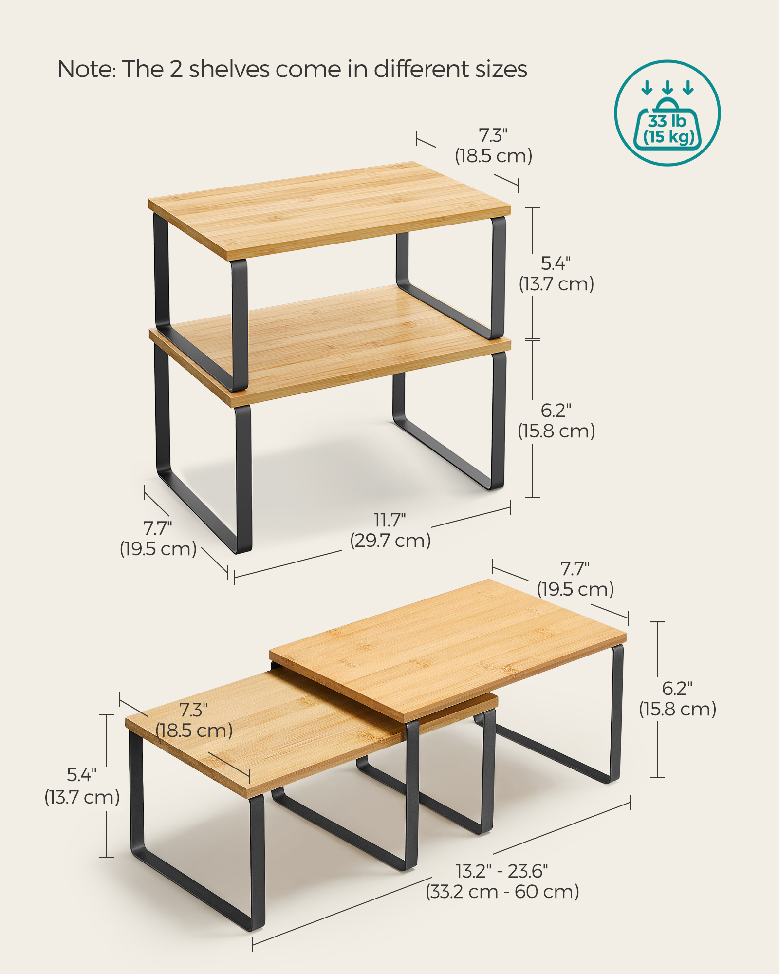 Songmics 2-Pack Cabinet Shelf Organizer photo 2