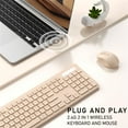 thumbnail image 2 of Wireless Keyboard and Mouse, 2.4GHz Cordless Keyboard Mouse Combo, Optical Mouse, Plug and Play USB Receiver, Compatible with Windows, Mac, Laptop, and PC（Milk Tea）, 2 of 4