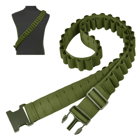 EZshoot Adjustable Nylon 56 Round Shell Bandolier Green Ammunition Cases & Holders