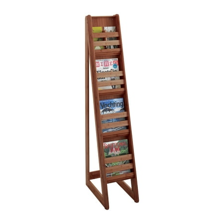 Bamboo Magazine Floor Display 4 Pocket-Finish:Cherry