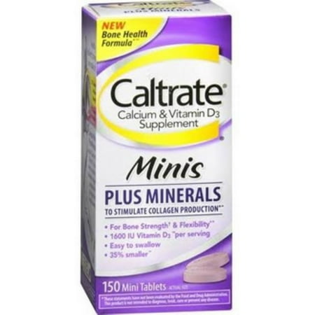Caltrate Le calcium et la vitamine D3 Plus supplément minéraux Mini comprimés, 150 ch (pack de 2)