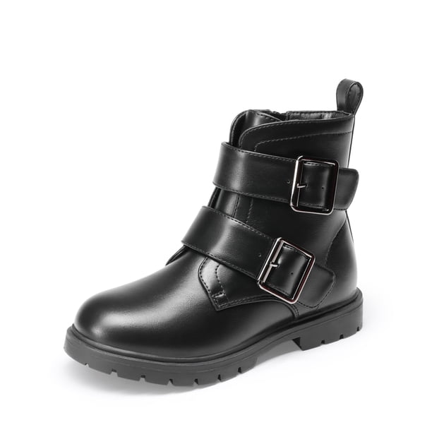 Botas DREAM PAIRS para Niñas con Brillo, Tobillo, Cierre Lateral y Hebilla Negra