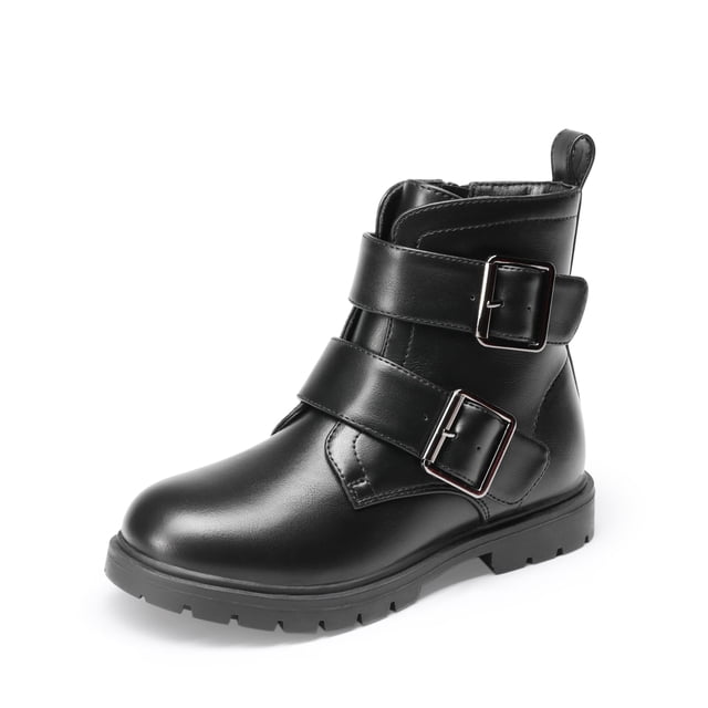 Botas DREAM PAIRS para Niñas con Brillo, Tobillo, Cierre Lateral y Hebilla Negra