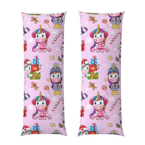 Naloa Christmas Unicorns Super Soft 20x60 Body Pillow Case,Long Side Hidden Zipper(PILLOWS ARE NOT INCLUDED)
