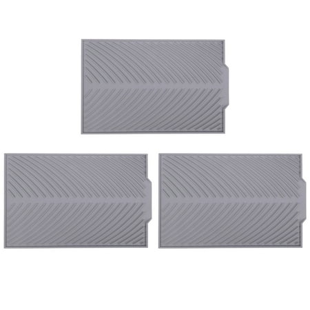

3X Dish Drying Mat Flume Folding Draining Mat Rectangle Drain Mat Drying Dishes Pad Heat Resistant Non-Slip Tray Gray