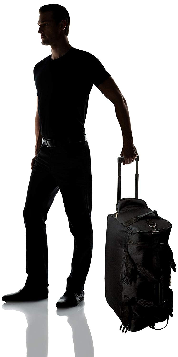 Rockland Adult Adjustable, Shoulder Strap, Handle, Wheeled Travel Duffel Bags, Black, 1- Piece
