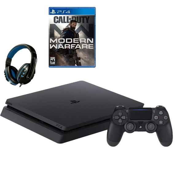 Pre-Owned Sony 2215A PlayStation 4 Slim 500GB Gaming Console Black with Call Of Duty-Modern WarfareGame BOLT AXTION Bundle