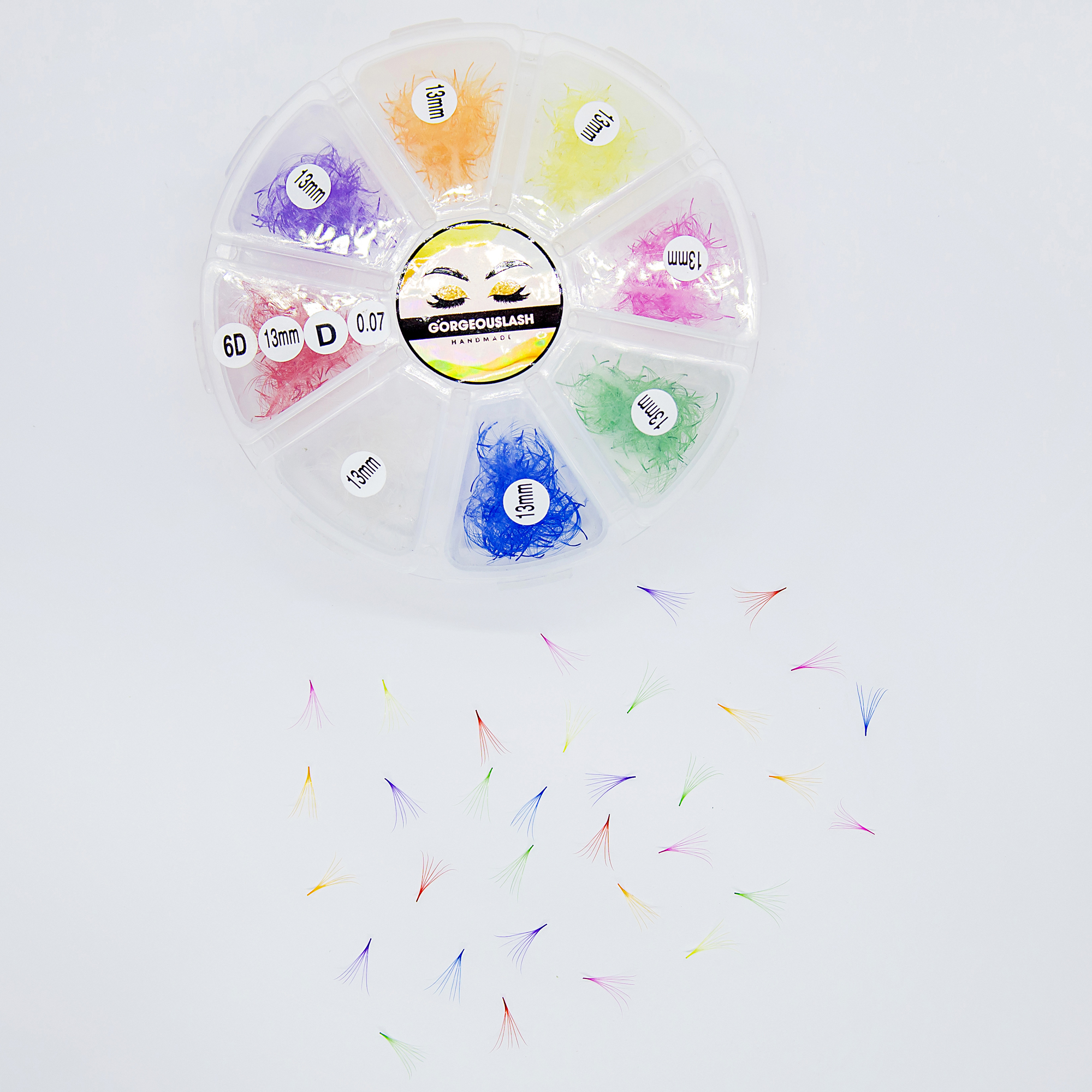 6D Bundle Color Lashes, 1000 Premade Volume Fans, Eyelash Extensions. Handmade! D Curl - 13mm