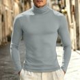 thumbnail image 2 of TOUMENY Men High Neck Top Long Sleeve Slim Fit Solid Casual Sweater Pullover Cotton Fashion Breathable Quick Dry Winter Sweater Gray M, 2 of 6