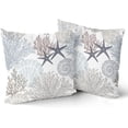 thumbnail image 2 of Ocean Coral Pillow Covers 18x18 Inch Nautical Coastal Throw Pillows Set of 2 Beach Seashell Starfish Pillow Case Soft Cotton Square Cushion Covers for Home Couch Sofa Patio Bedroom, Brown, 2 of 6