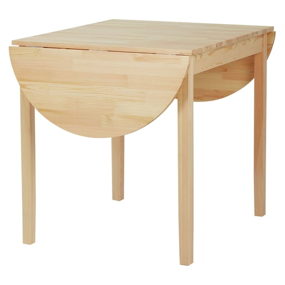 Drop Leaf Dining Table 56" Natural Wood Kitchen Table - Small Space Folding Table for 6 People