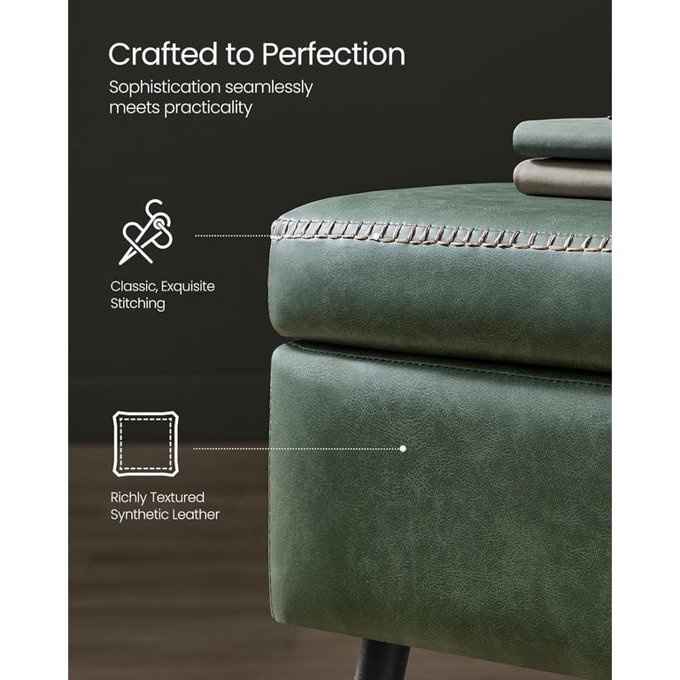 VASAGLE Ekho Collection Storage Ottoman, Forest Green Leather photo 6