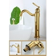 thumbnail image 2 of Grifo de baño mezclador de lavabo giratorio de 360°,Grifo de lavabo alto negro retro,Grifo mezclador de baño,Elevación de latón dorado, 2 of 5