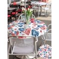 thumbnail image 5 of Outdoor Tablecloth with Umbrella Hole for Patio/Picnic/Party/Camping, Independence Day Waterproof Table Cloth Round Cover Washable, American Flag Love Heart Star Watercolor (Dia 60"), 5 of 9