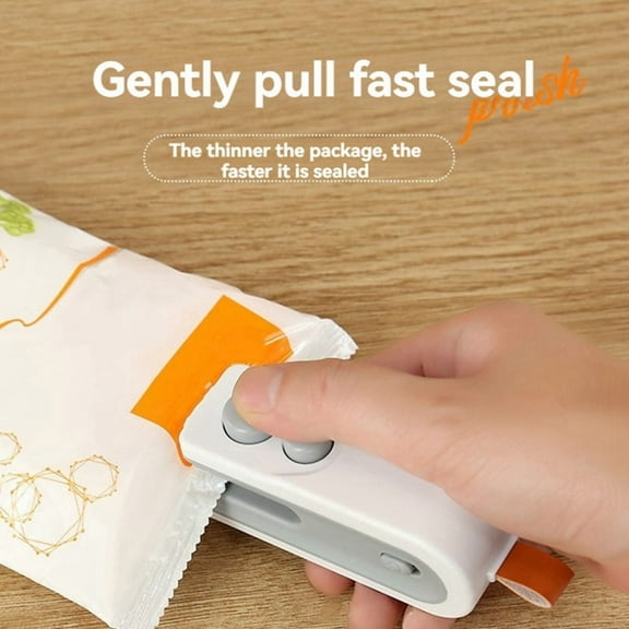 2 in 1 Mini Bag Sealer USB Rechargeable Chip Bag Sealer Heat Seal Portable Handheld Vacuum Food Sealer Bag White