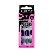 KISS imPRESS Press-On Manicure Halloween, Purple, Short Length, Square Shape, 'Wicked Cute', 33 Ct.