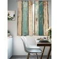 thumbnail image 3 of Farmhouse Teal Brown Sheer Curtains 72 Inch Length 2 Panels Set, Vintage Retro Ombre Wooden Voile Window Treatment Rod Pocket Curtains Sheers Drapes for Bedroom/Living Room/Kitchen 52"x72"x2, 3 of 7