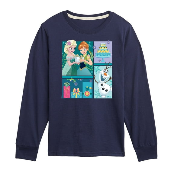 Disney Frozen - Elsa, Olaf & Anna Birthday Celebration - Toddler & Youth Long Sleeve Graphic T-Shirt