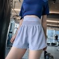 thumbnail image 3 of Pantalones cortos deportivos falsos de dos piezas para mujer, ajustados, de secado rápido, para entrenamiento, carrera, yoga, fitness, con agujeros que queman, cintura alta, sueltos,, 3 of 8