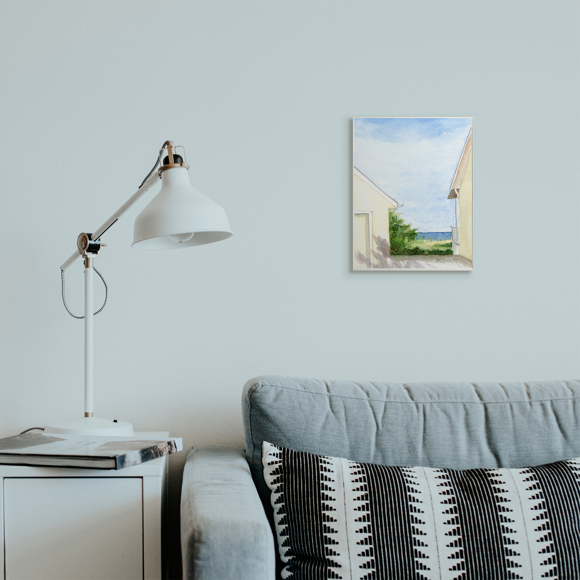 Stupell Industries Ocean Cliffside In-Between Beach Cottage Architecture Wall Plaque, 10 x 15, Design by Melissa Hyatt LLC