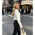 thumbnail image 7 of Women’s Fitted V-Neck Ribbed Knit Sweater, Long Sleeve Pullover Top, Sizes S-XL, 7 of 7