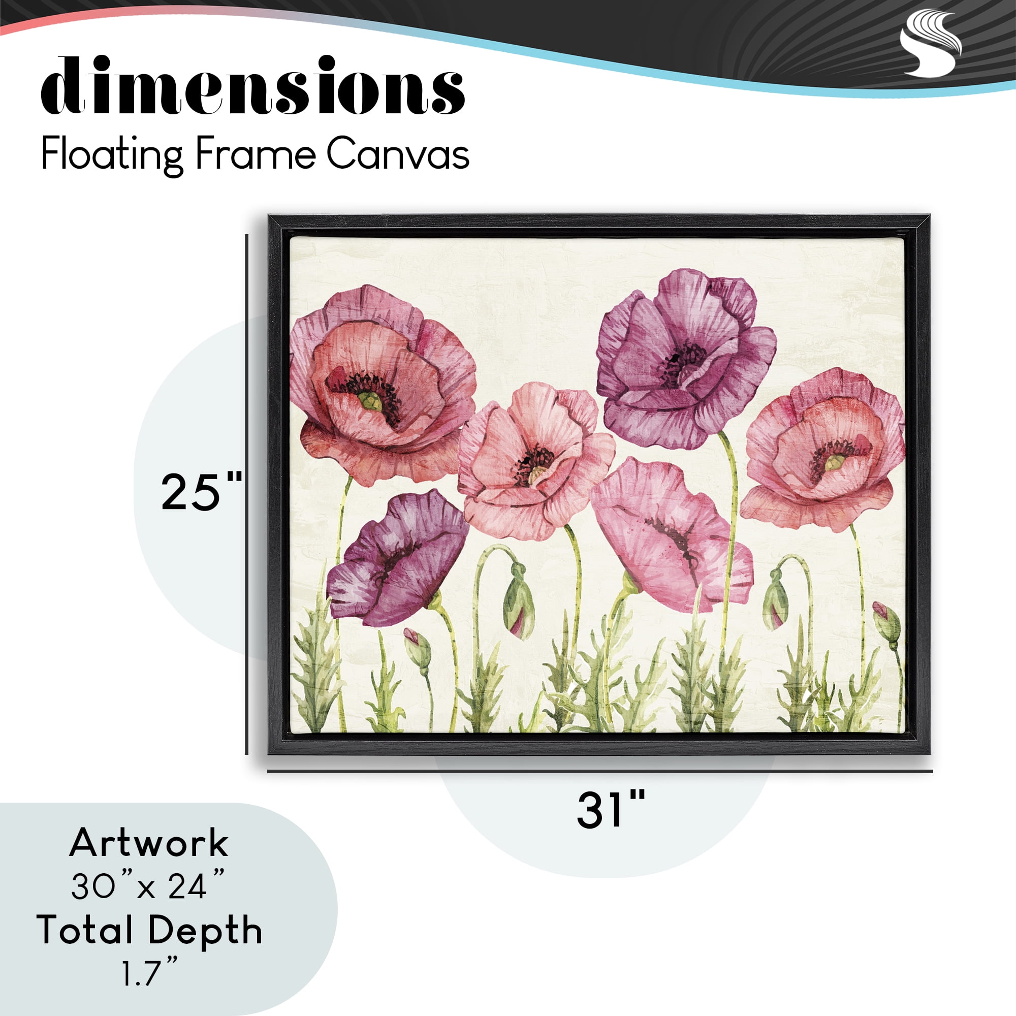 Stupell Industries Poppy Days Vintage Blooms Black Framed Floater Canvas Wall Art, design by Kim Allen
