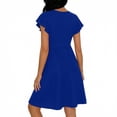 thumbnail image 6 of Guieoi Summer Dresses for Women 2026 Fashionable Solid-Color Flowy-Sleeve V-Neck Waist-Cinched Dress Blue XXL, 6 of 6