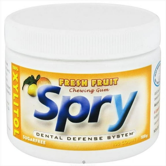 Spry Fresh Natural Xylitol Chewing Gum, Aspartame-Free Sugar-Free Fresh Fruit, 100 Pieces Pack of 1